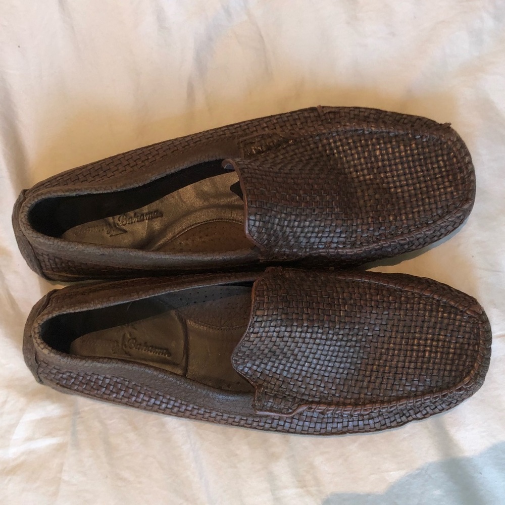 Tommy Bahama woven leather slip on drivers